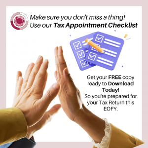 Download free copy of Tax Time Checklist - People high five with a checklist and pencil in background.