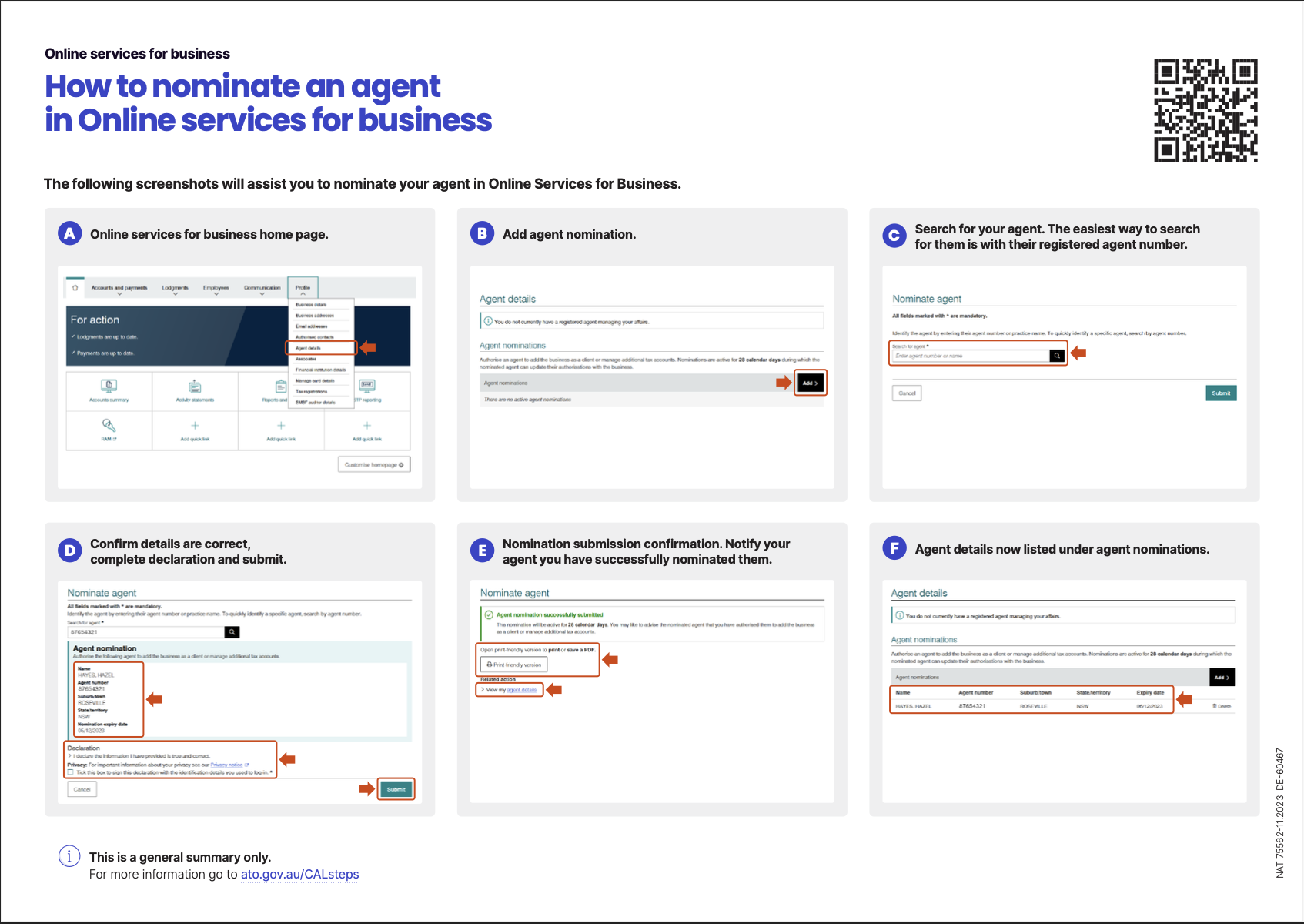 How to nominate an agent Online services for business. ATO instructions.